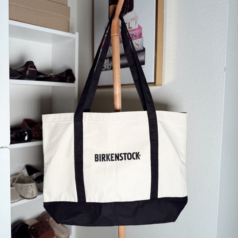 Birkenstock Brand New Cream and Black Canvas Tote Bag